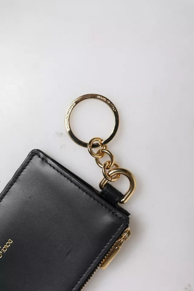 Dolce & Gabbana zwarte DG-logo-kaarthouder van kalfsleer