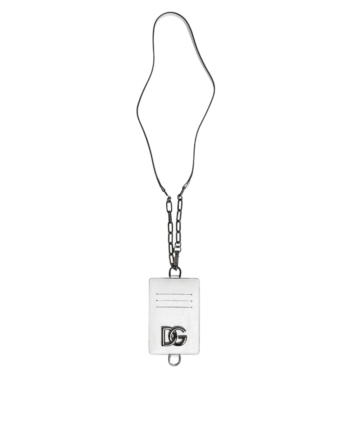Dolce & Gabbana Witte Kalfsleren Lanyard Logo Kaarthouder Portemonnee