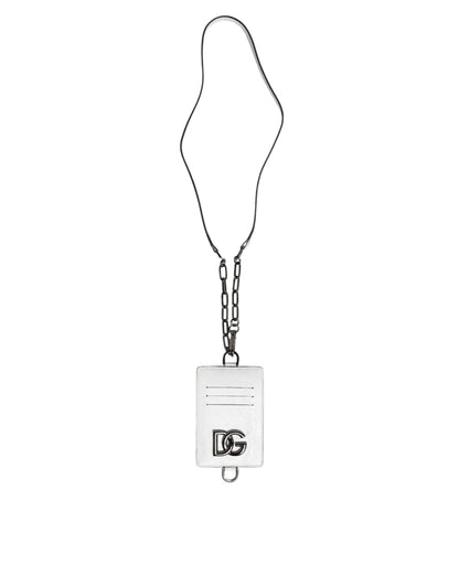 Dolce & Gabbana Witte Kalfsleren Lanyard Logo Kaarthouder Portemonnee