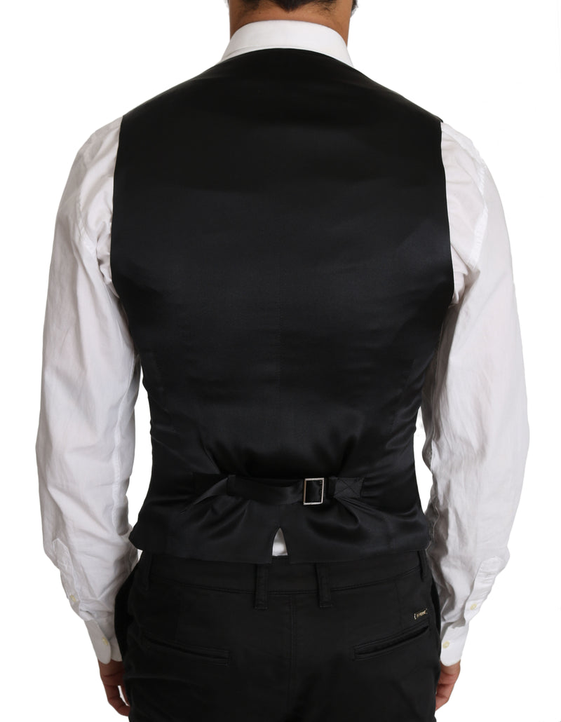 Gilet croisé en laine grise Dolce &amp; Gabbana