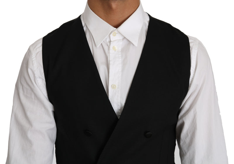 Gilet croisé en laine grise Dolce &amp; Gabbana