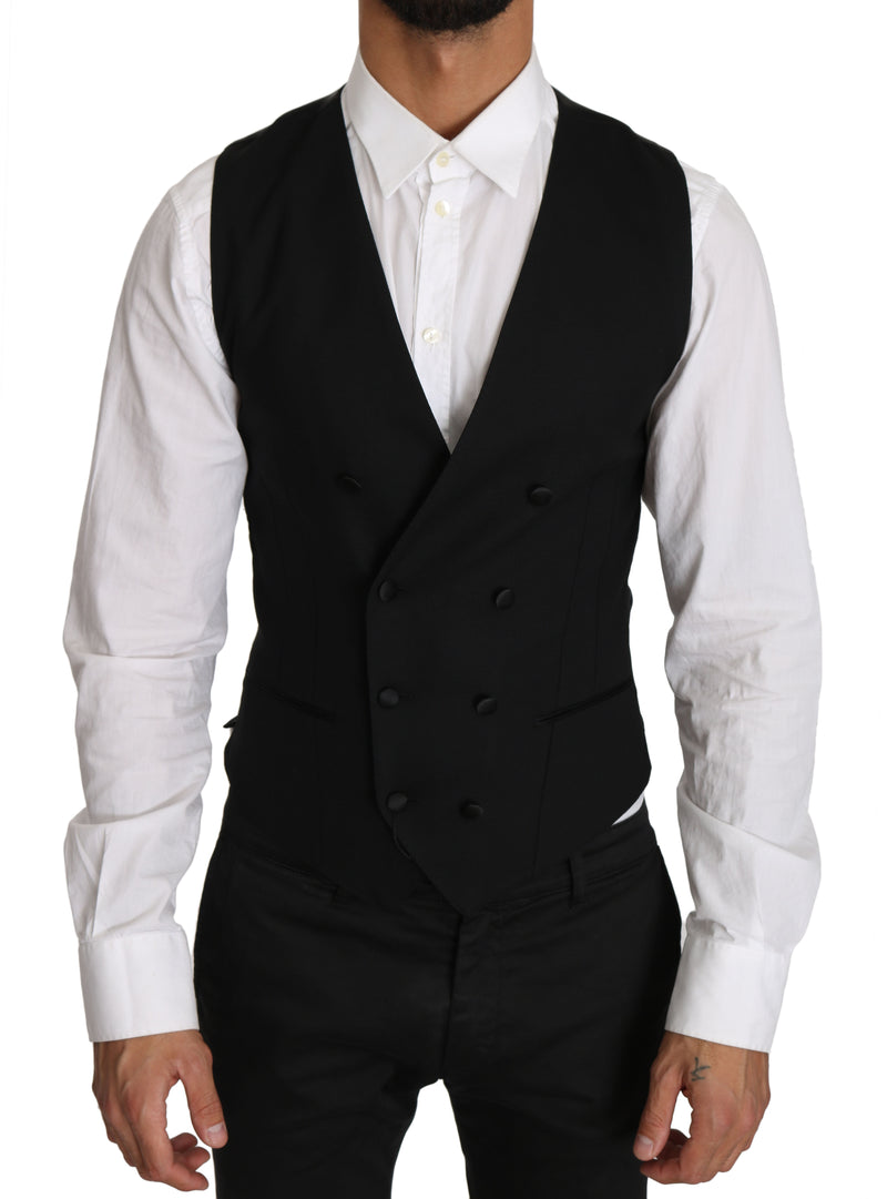 Gilet croisé en laine grise Dolce &amp; Gabbana