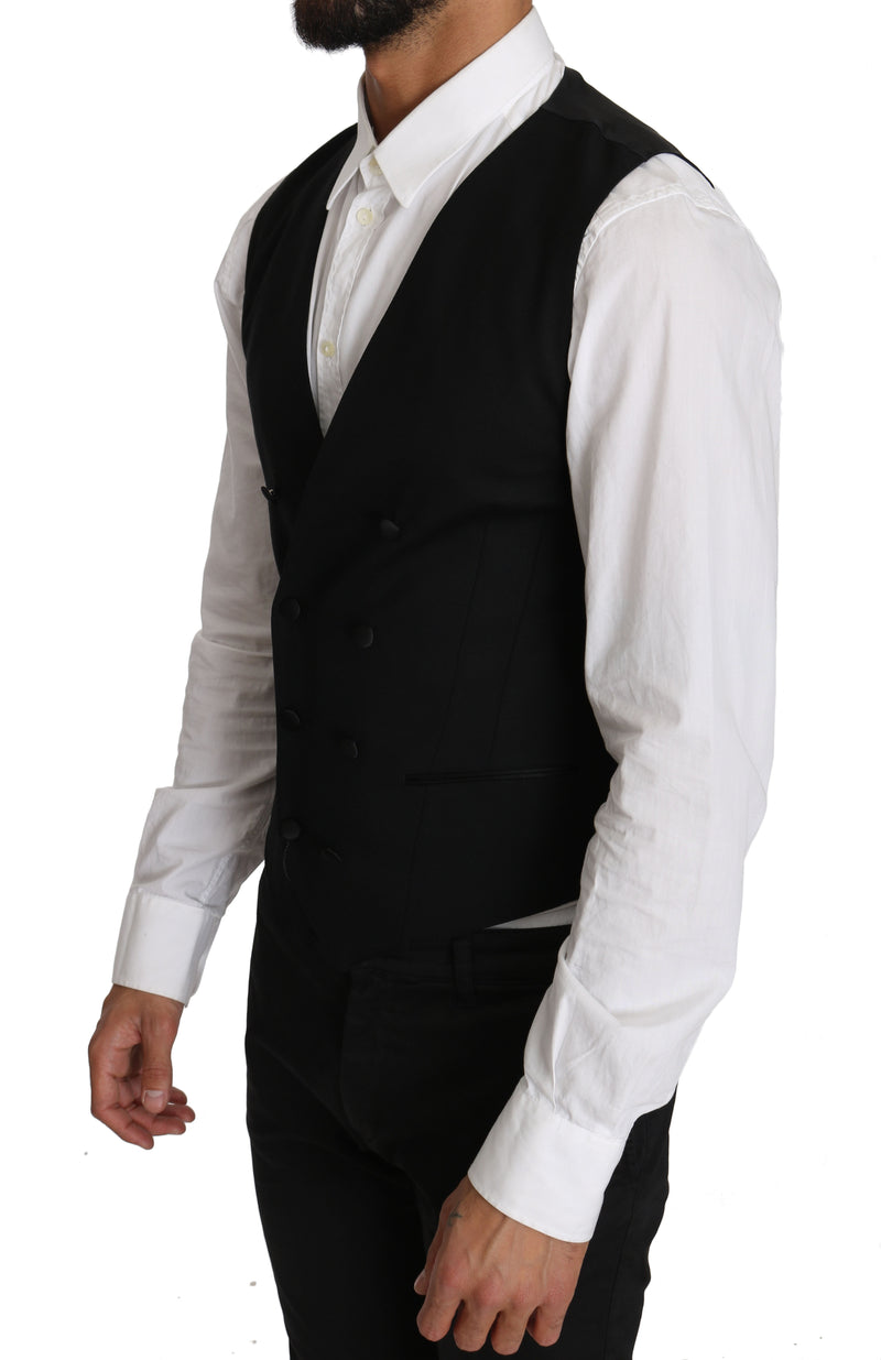Gilet croisé en laine grise Dolce &amp; Gabbana