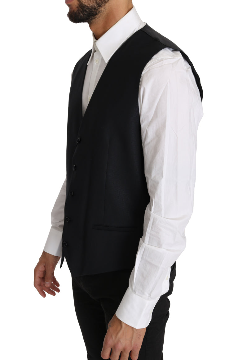 Gilet sans manches en laine et soie grise Dolce &amp; Gabbana