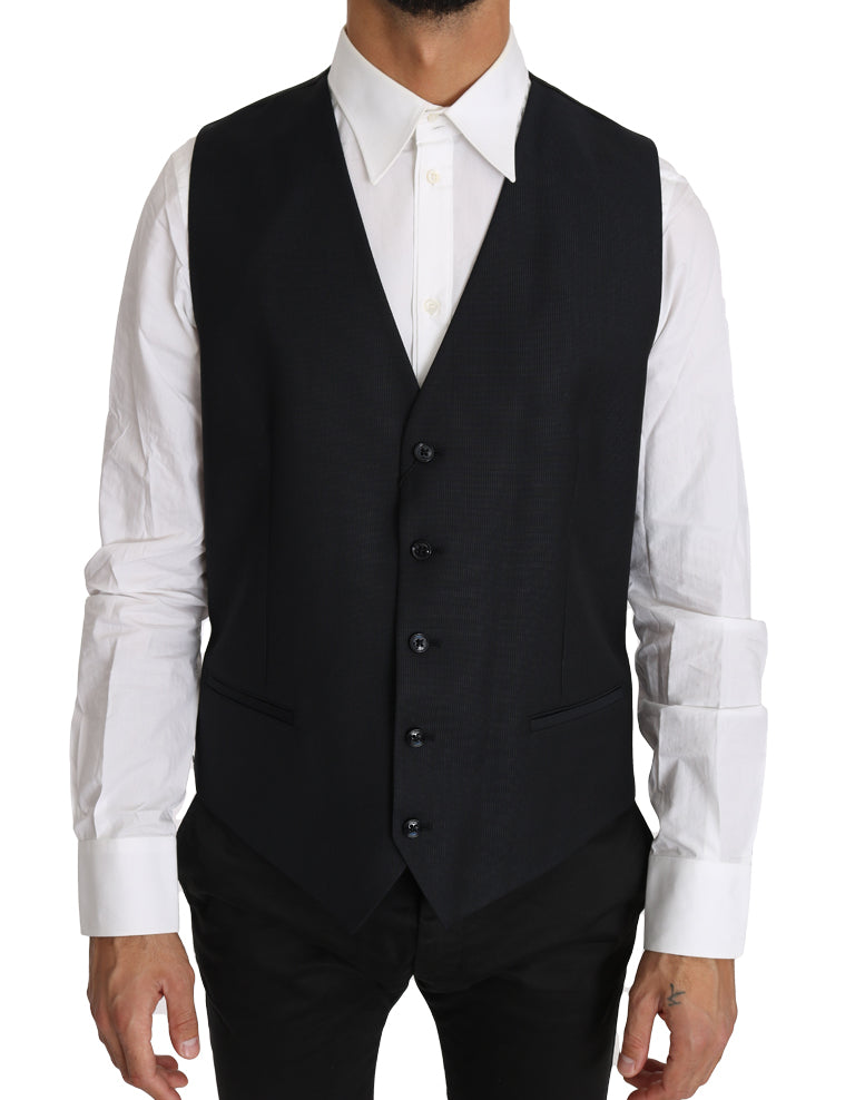 Gilet sans manches en laine et soie grise Dolce &amp; Gabbana