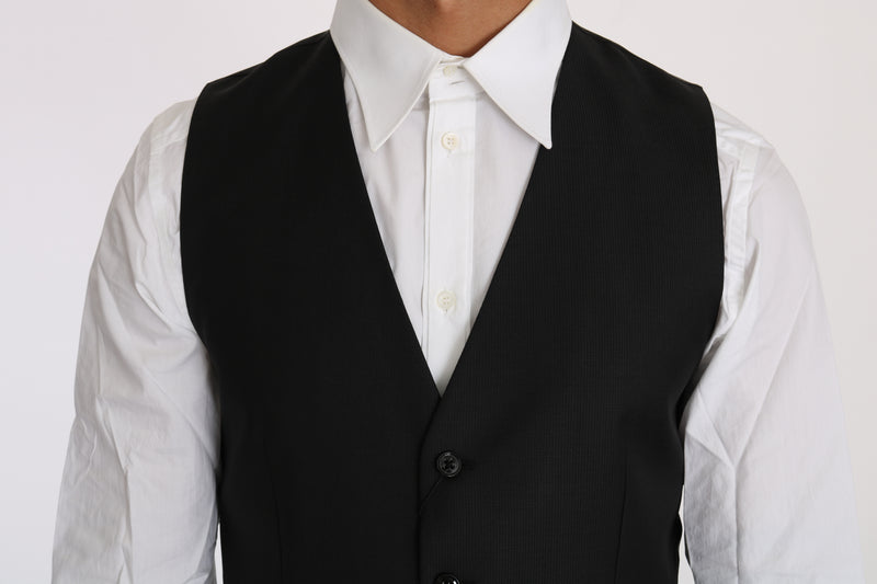 Dolce &amp; Gabbana Gilet en laine et soie noire unie