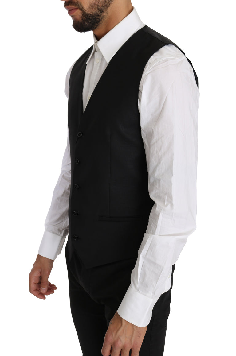 Dolce &amp; Gabbana Gilet en laine et soie noire unie