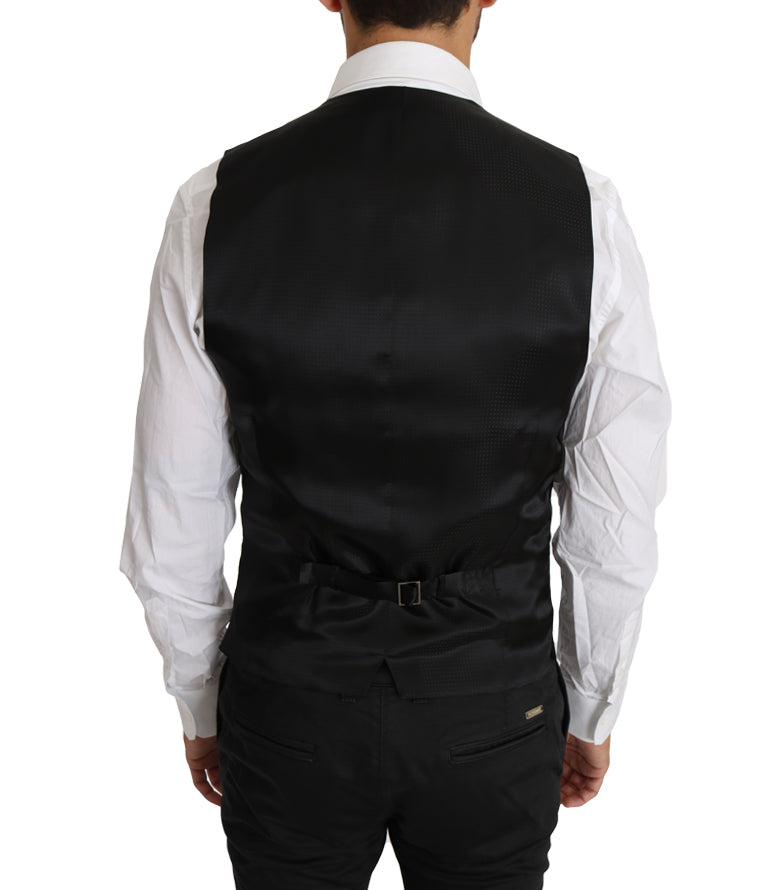 Dolce &amp; Gabbana Gilet en laine et soie noire unie