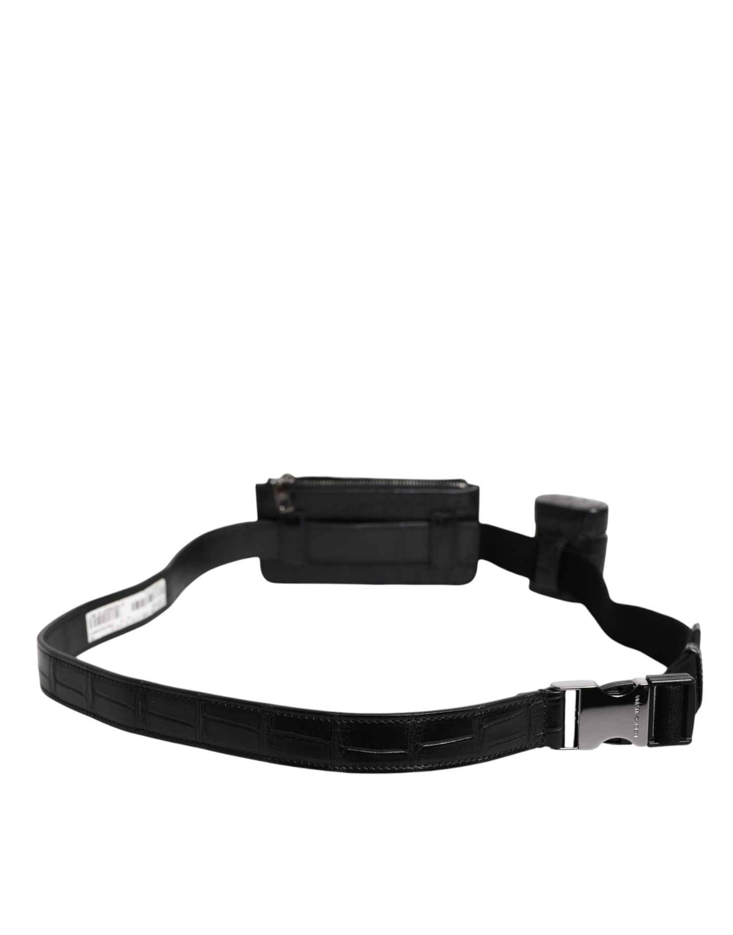 Dolce & Gabbana Zwarte Alligatorleren Airpods Hoesje Munten Portemonnee