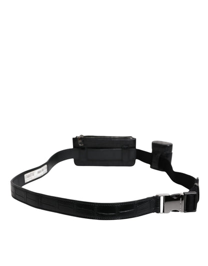 Dolce & Gabbana Zwarte Alligatorleren Airpods Hoesje Munten Portemonnee