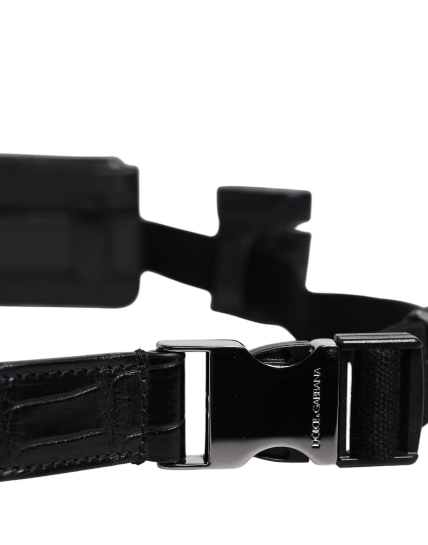 Dolce & Gabbana Zwarte Alligatorleren Airpods Hoesje Munten Portemonnee