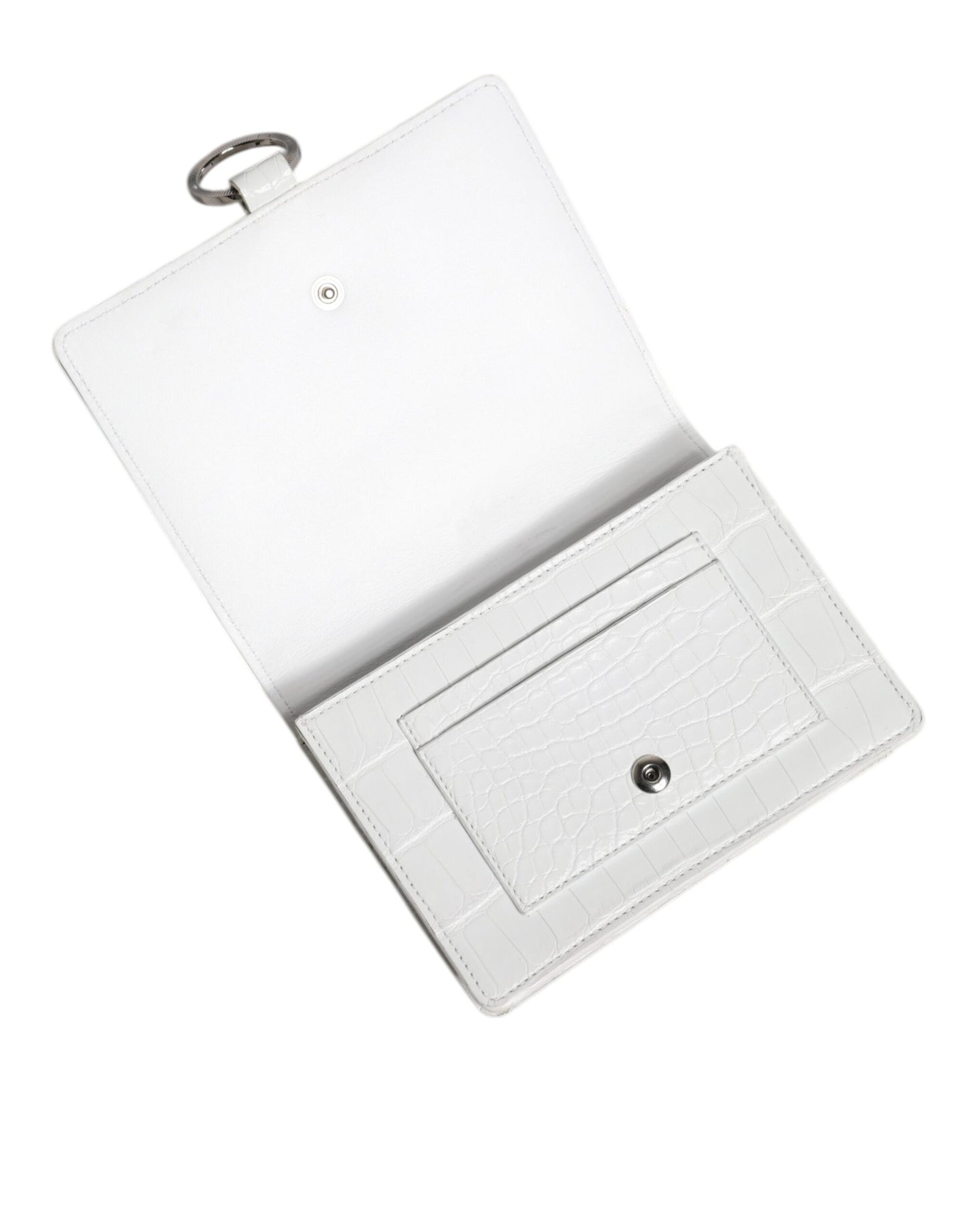 Dolce & Gabbana Witblauwe Leren Bifold Crossbody Sling Portemonnee