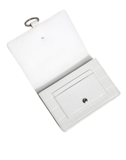 Dolce & Gabbana Witblauwe Leren Bifold Crossbody Sling Portemonnee