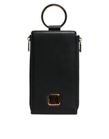 Dolce & Gabbana Black Leather Logo Plaque Neck Strap Wallet