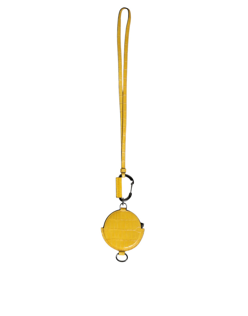 Dolce &amp; Gabbana Gele Ronde Leren DG Logo Muntenportemonnee Lanyard Portemonnee