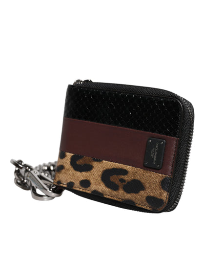Dolce & Gabbana Multicolor Leopard Leather DG Bifold Kaarthouder Portemonnee
