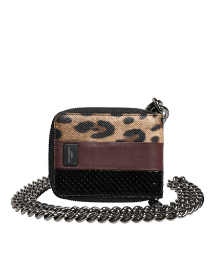 Dolce & Gabbana Multicolor Leopard Leather DG Bifold Kaarthouder Portemonnee