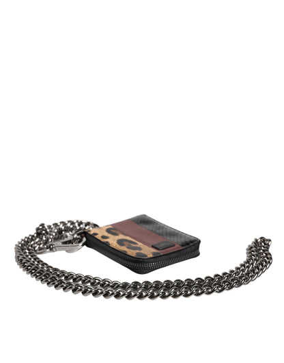Dolce & Gabbana Multicolor Leopard Leather DG Bifold Kaarthouder Portemonnee