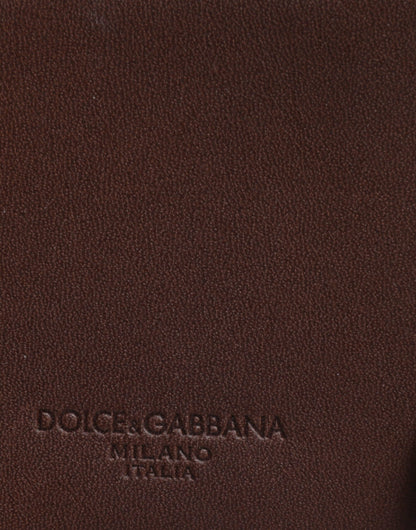 Dolce & Gabbana Bruine Leren Rits Logo Sleutelhanger Portemonnee Sleutelhanger Portemonnee