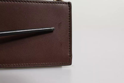 Dolce & Gabbana Bruine Leren Rits Logo Sleutelhanger Portemonnee Sleutelhanger Portemonnee