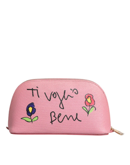 Dolce & Gabbana roze leren DG-logo portemonnee met rits rondom