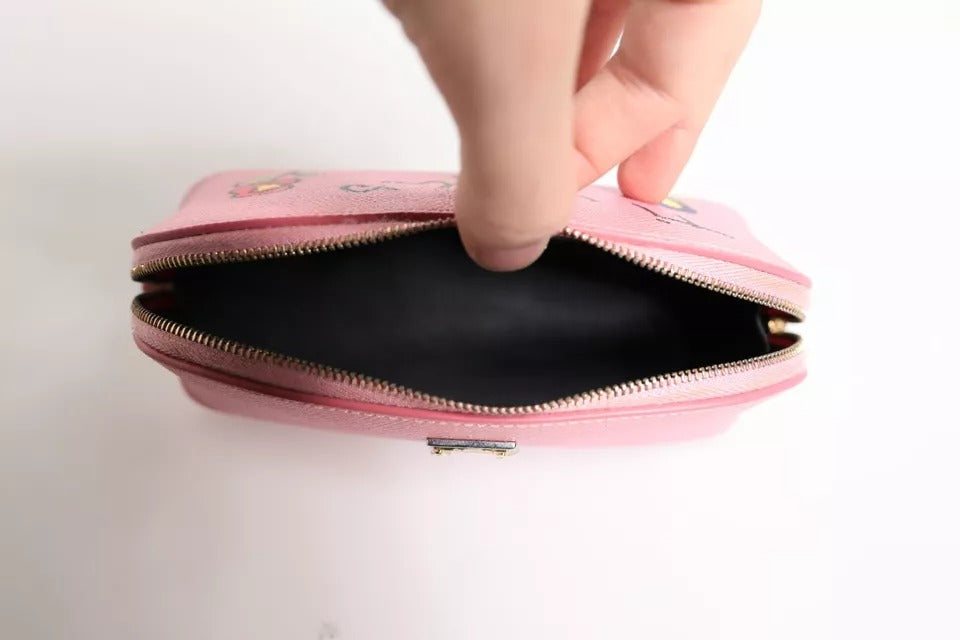 Dolce & Gabbana roze leren DG-logo portemonnee met rits rondom