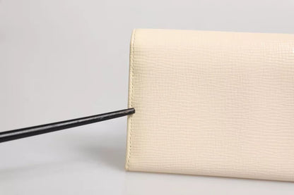 Dolce & Gabbana beige leren drievoudige logo-plaquette kaarthouder portemonnee