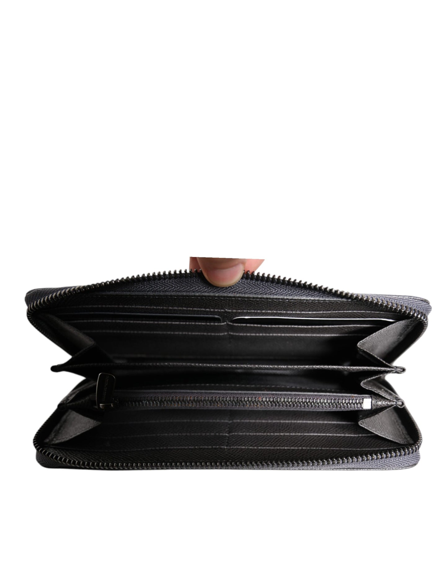 Dolce & Gabbana donkergrijze leren DG-logo continentale portemonnee met ritssluiting