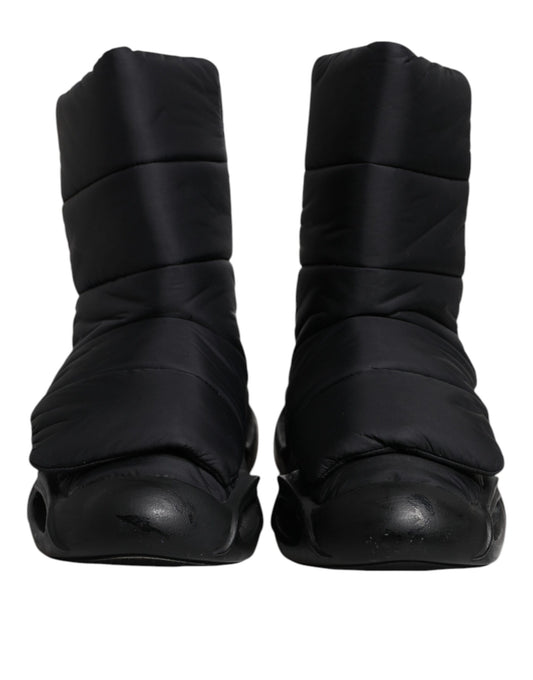 Dolce & Gabbana Black Slip On Wave Quilted Sneakers