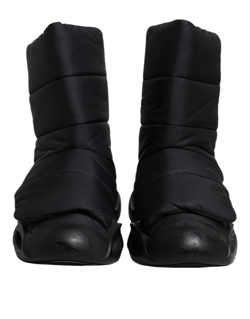 Dolce & Gabbana Black Slip On Wave Quilted Sneakers