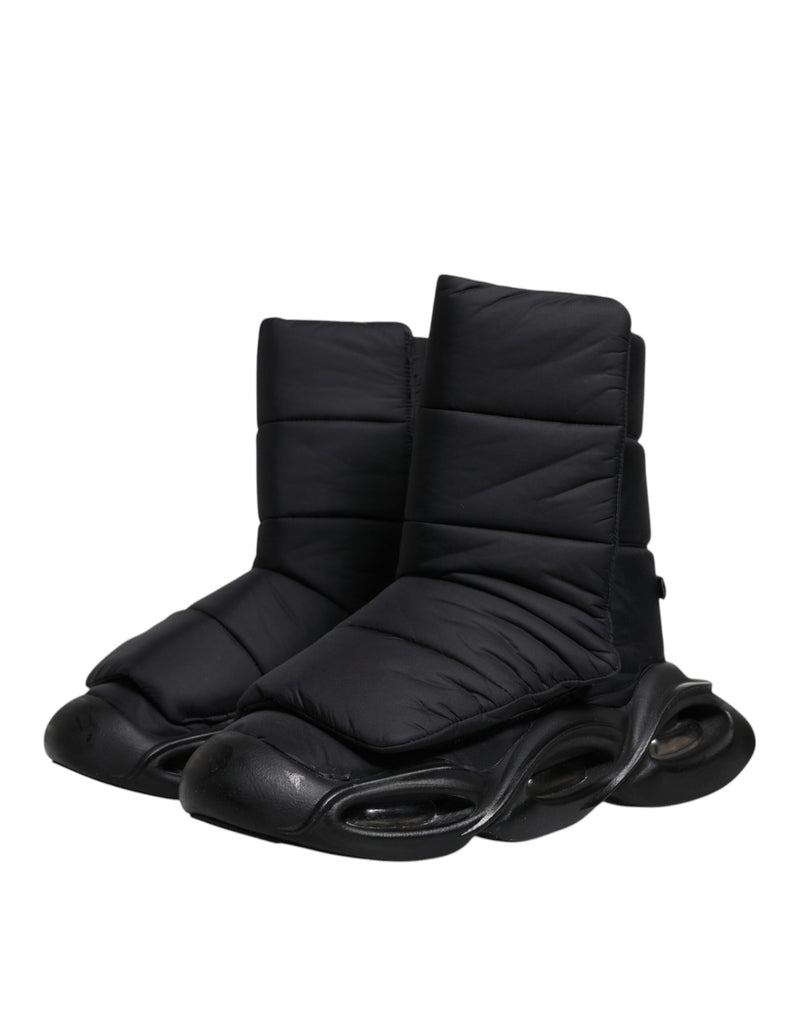 Dolce & Gabbana Black Slip On Wave Quilted Sneakers