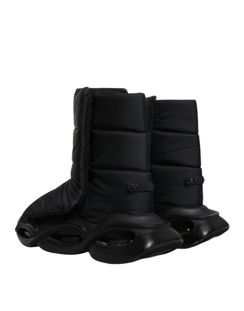 Dolce & Gabbana Black Slip On Wave Quilted Sneakers