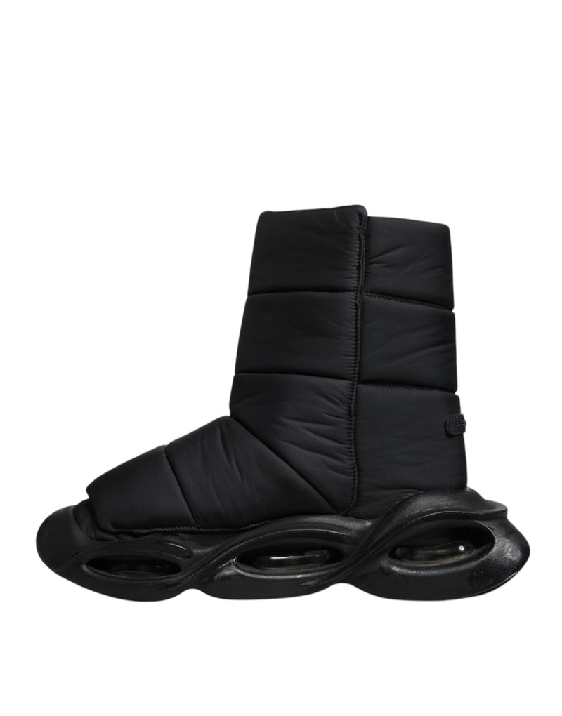 Dolce & Gabbana Black Slip On Wave Quilted Sneakers