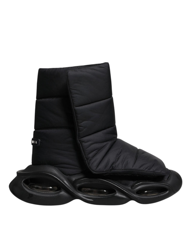 Dolce & Gabbana Black Slip On Wave Quilted Sneakers
