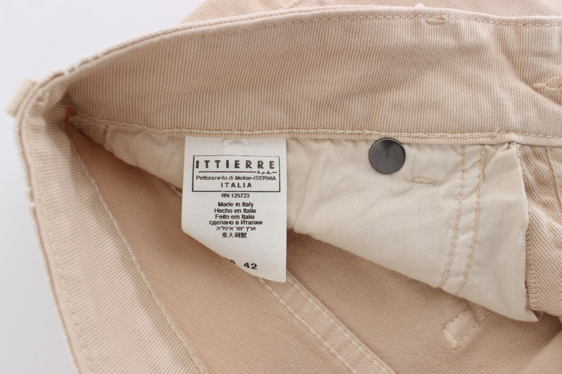 Jeans en coton extensible, coupe slim, couleur beige, de Cavalli.