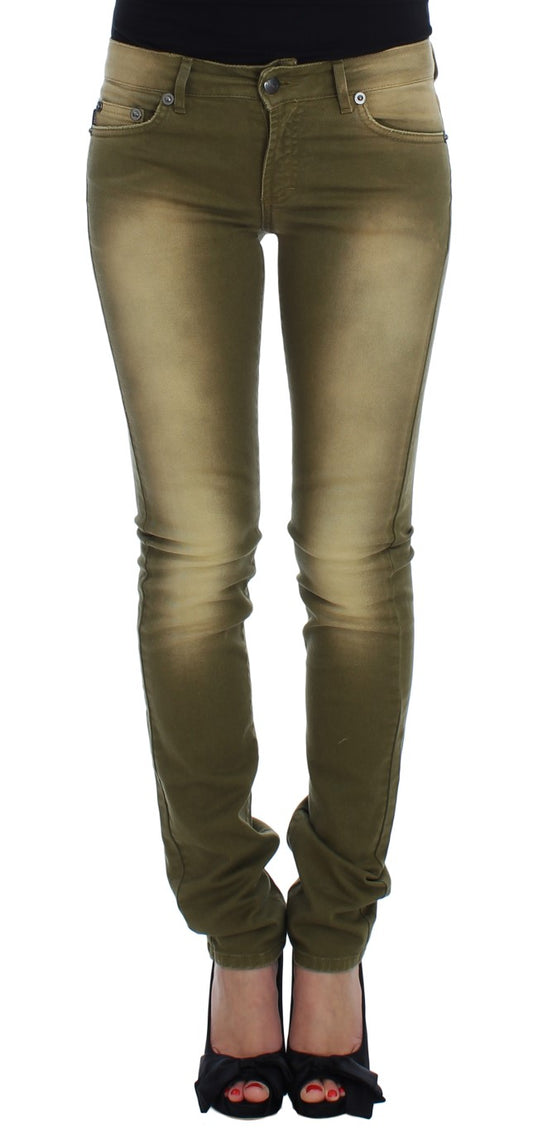 Jeans Cavalli, coupe slim, coton extensible, lavage vert.
