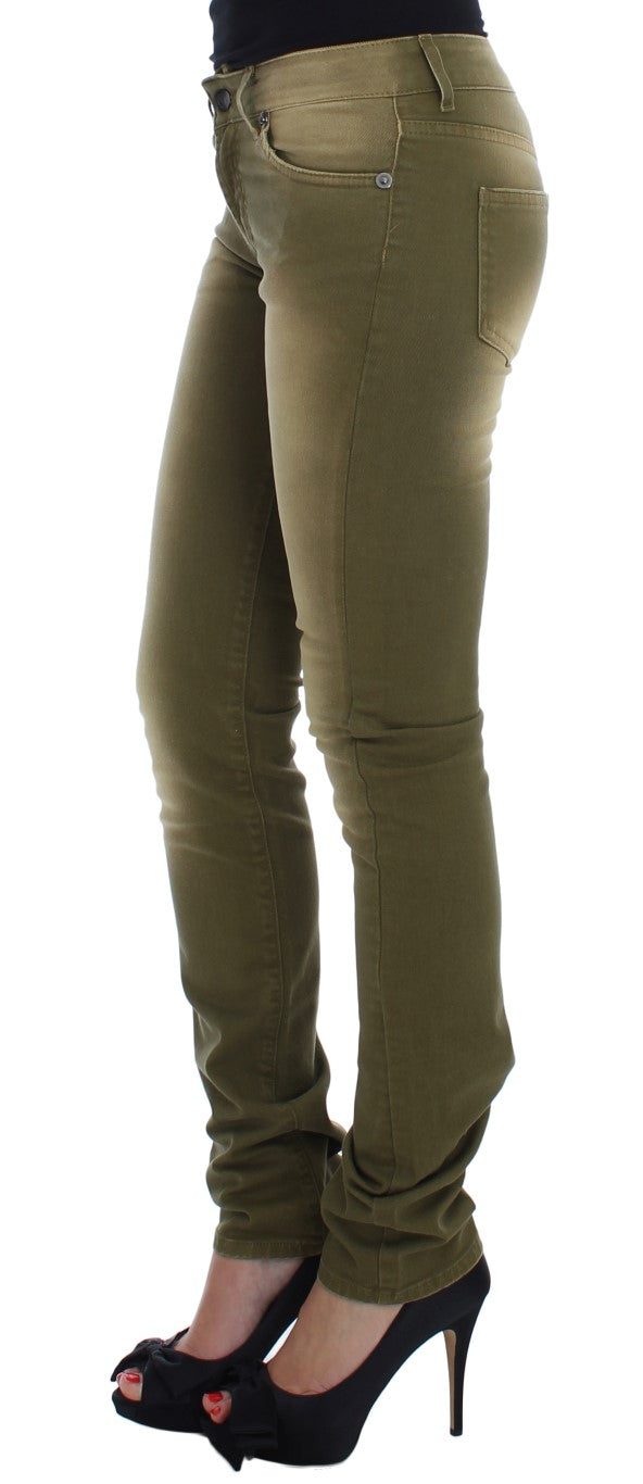 Jeans Cavalli, coupe slim, coton extensible, lavage vert.
