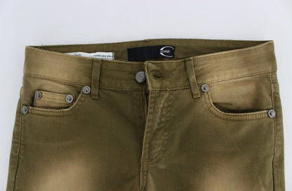 Jeans Cavalli, coupe slim, coton extensible, lavage vert.