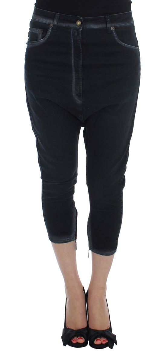 Jeans baggy décontractés en coton extensible bleu de Cavalli