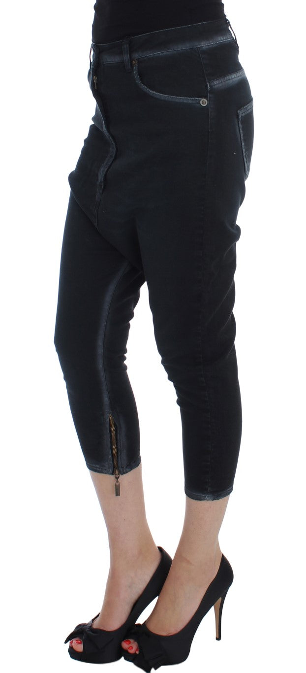 Jeans baggy décontractés en coton extensible bleu de Cavalli