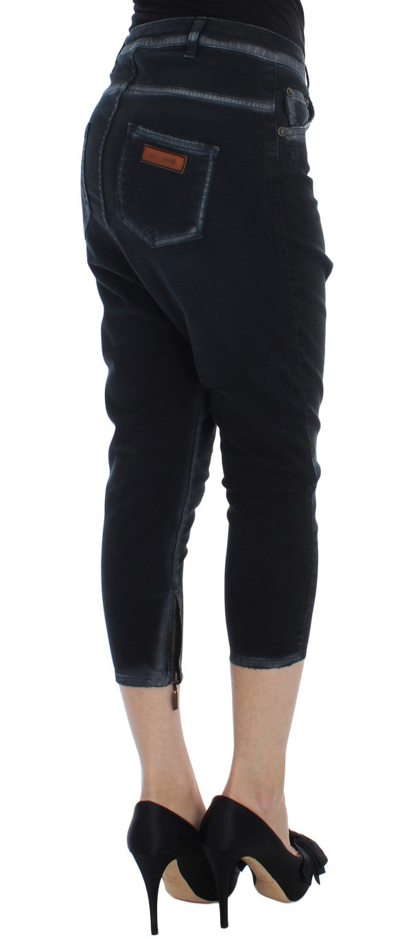 Jeans baggy décontractés en coton extensible bleu de Cavalli