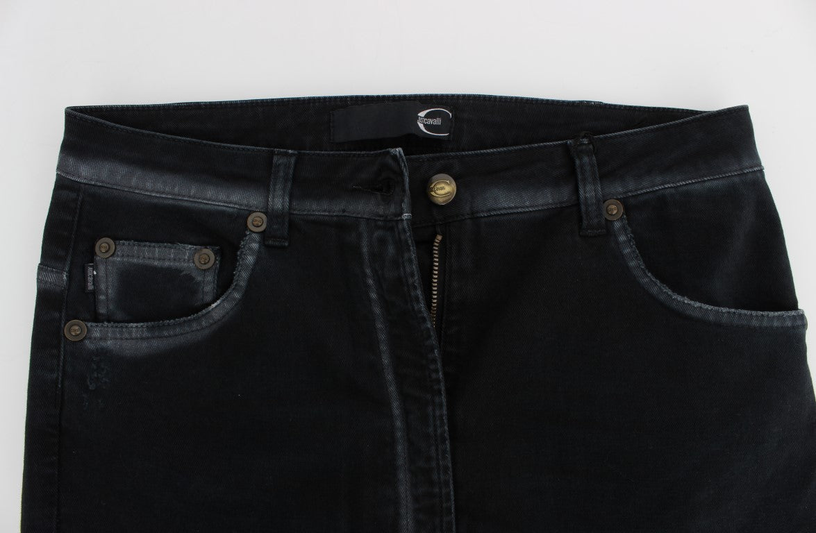 Jeans baggy décontractés en coton extensible bleu de Cavalli