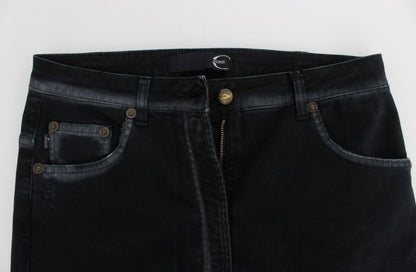 Jeans baggy décontractés en coton extensible bleu de Cavalli