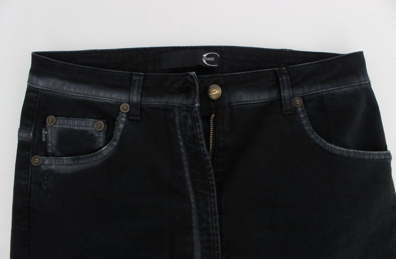Jeans baggy décontractés en coton extensible bleu de Cavalli