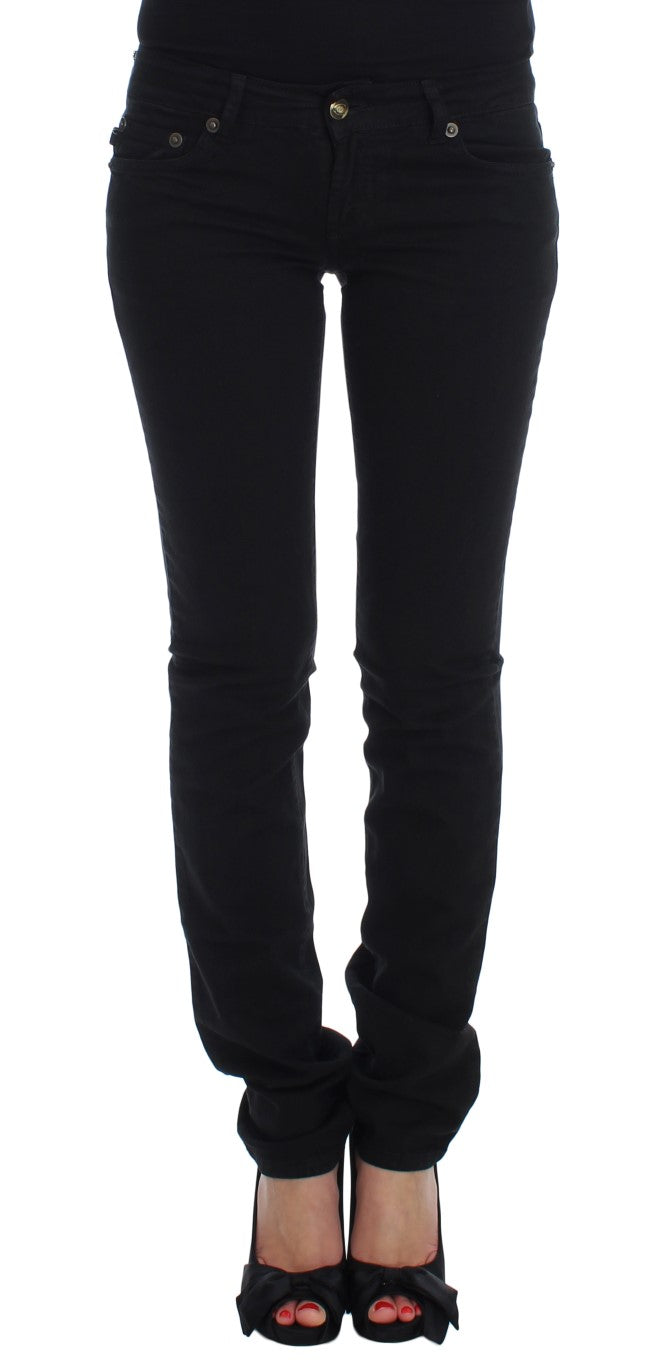 Jeans skinny taille haute en coton extensible noir de Cavalli