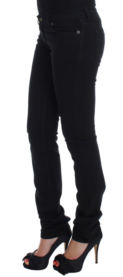 Jeans skinny taille haute en coton extensible noir de Cavalli