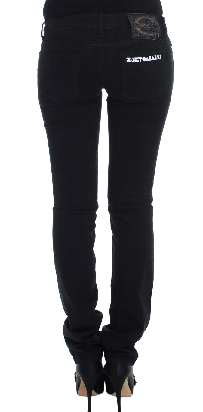 Jeans skinny taille haute en coton extensible noir de Cavalli