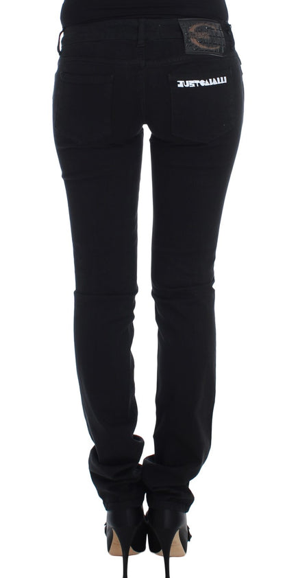 Jeans skinny taille haute en coton extensible noir de Cavalli