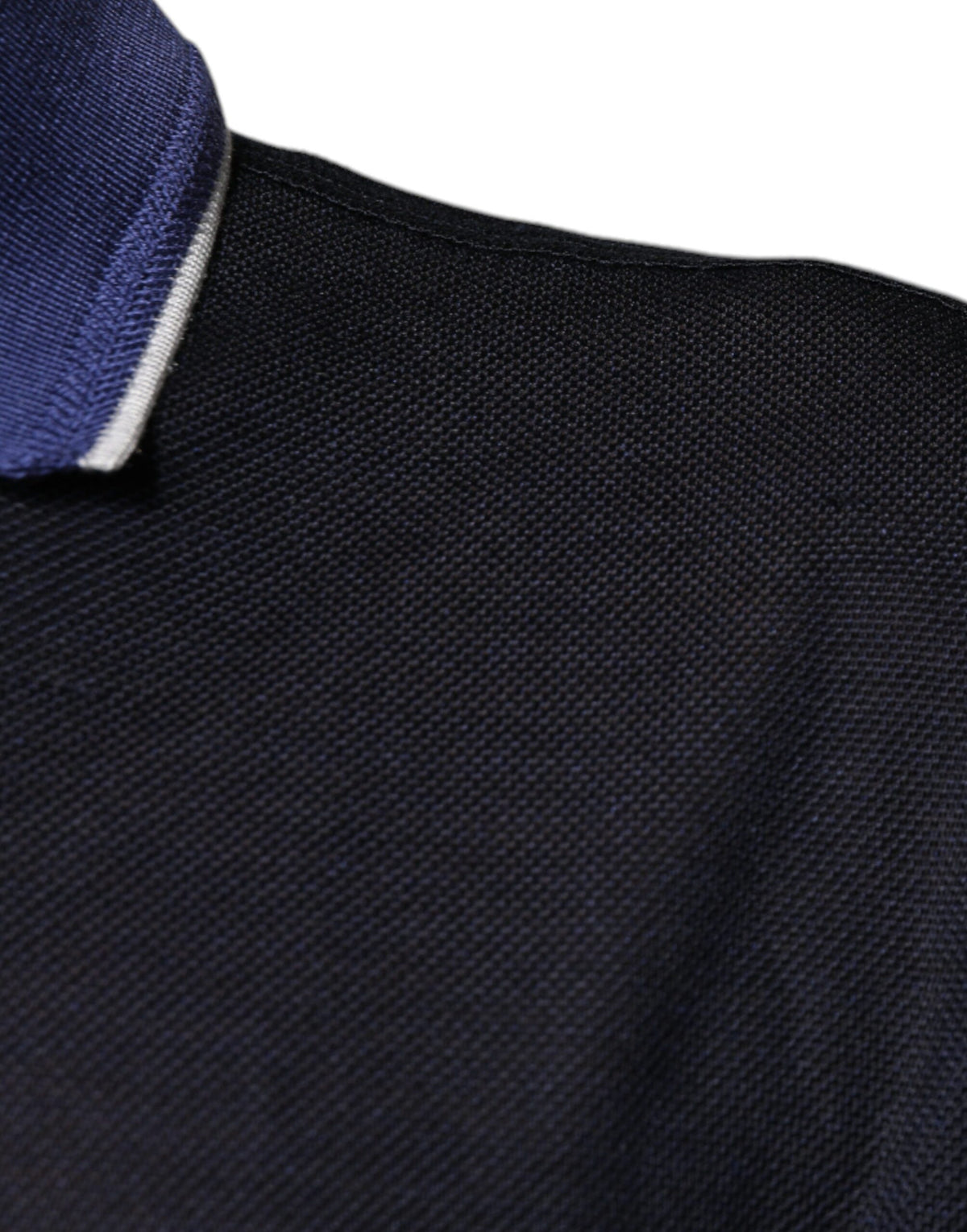 Polo en soie bleu à col et manches courtes de Dolce &amp; Gabbana