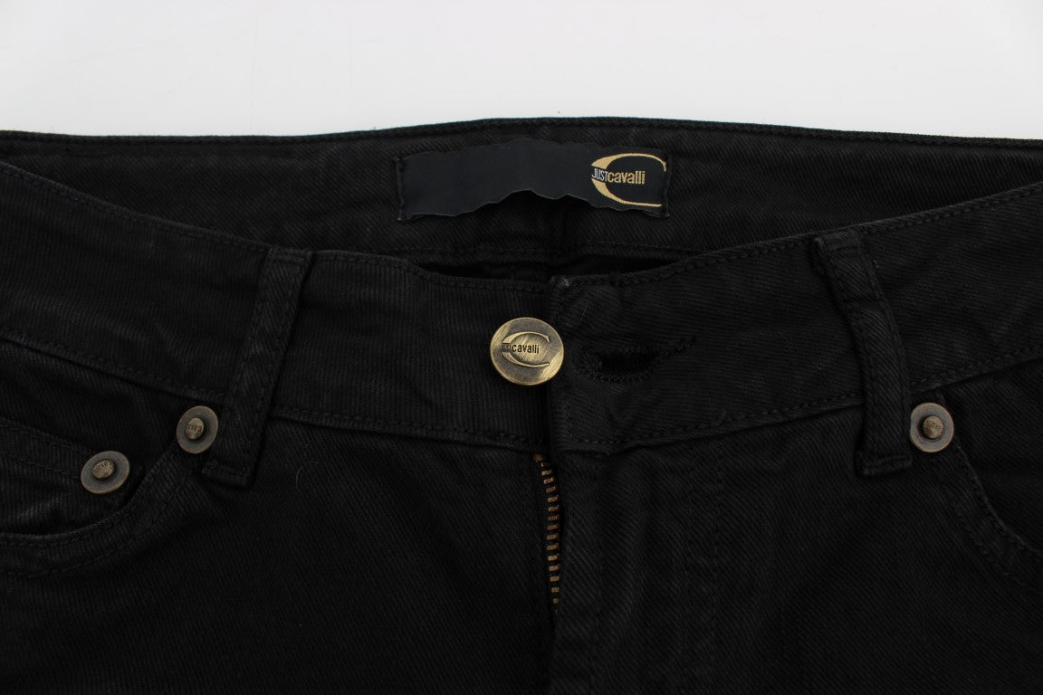 Jeans skinny taille haute en coton extensible noir de Cavalli